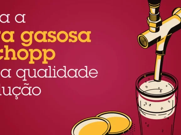 Montagem ilustrativa com o letreiro: "Conheça a mistura gasosa par chopp e eleve a qualidade da produção"
