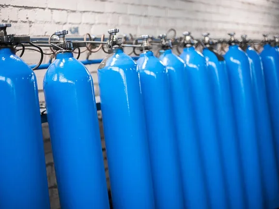 Tubos azuis de gases alphagaz